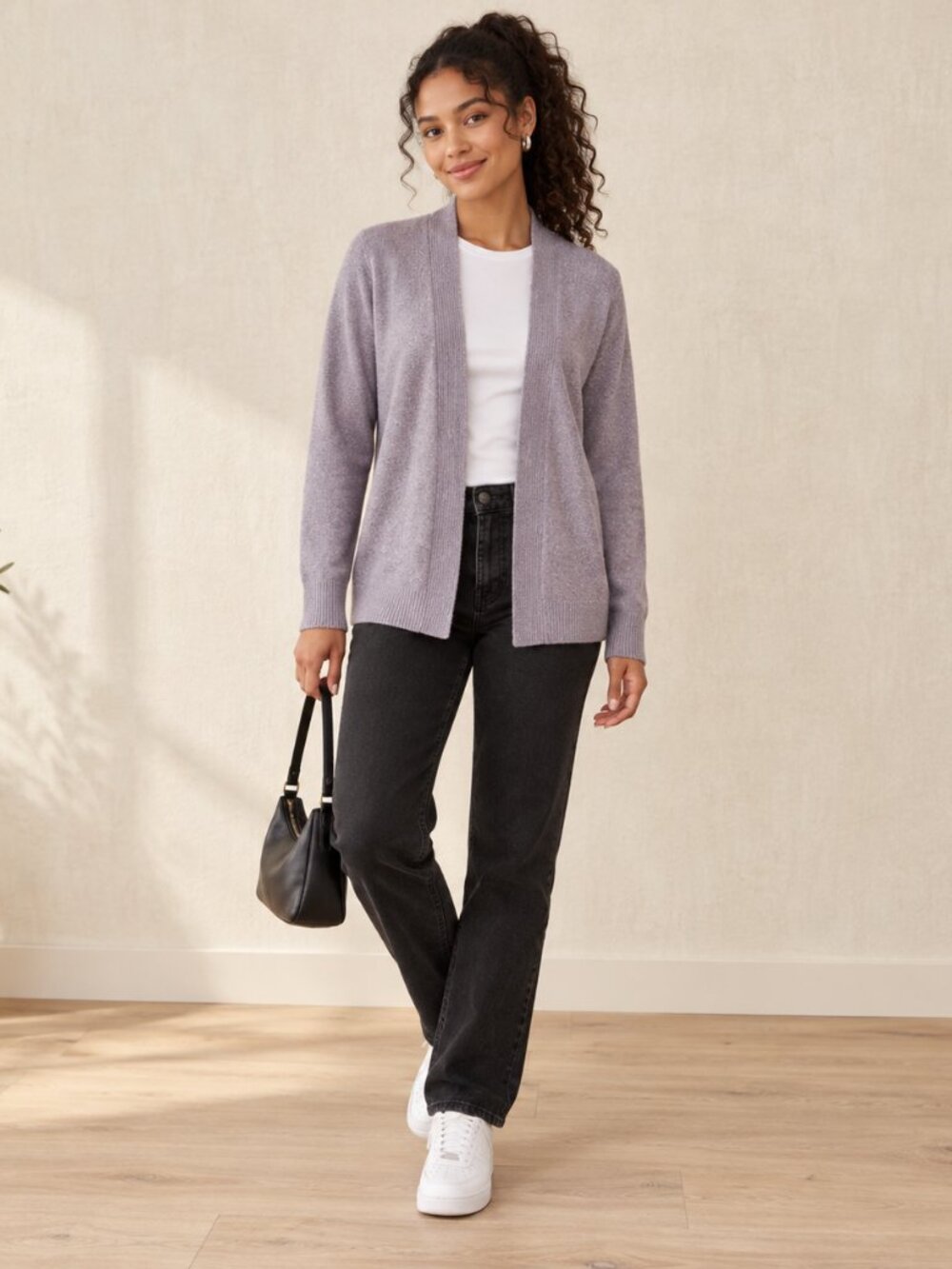 Old Navy Lavender Blue Speckled Open-Front Women's Sweater Cardigan Large Cozy
